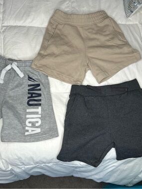 Nautica Kids Beige, Gray, and Charcoal Knit Shorts Set
